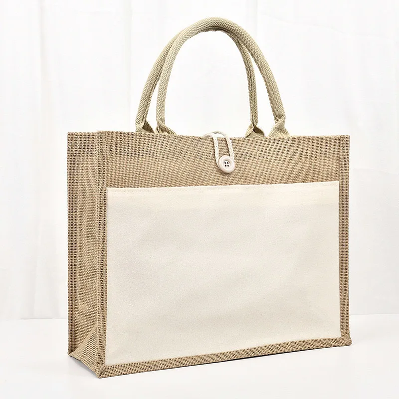 Jute Tote Bag Embroidered Navy Market Totes De Birthday Letter Lavender Mix Rope Polyester Jute Tote Bag