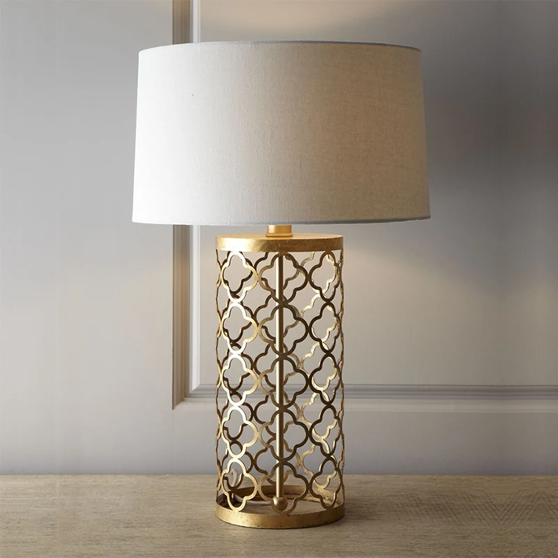 new design modern golden iron mosaic drum table lamp for home decoration