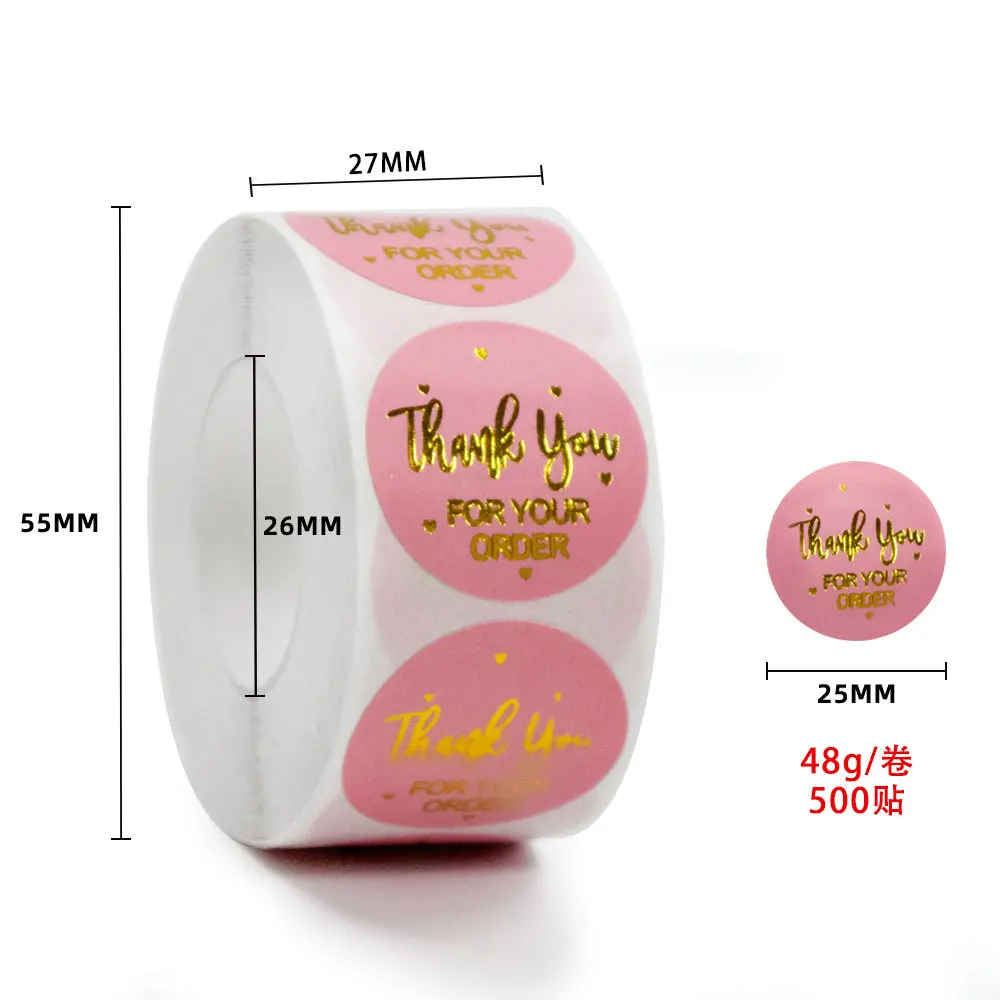 Custom Printed Waterproof Clear Thank You Logo Adhesive Label Gold Foil Sticker Printing Embossing