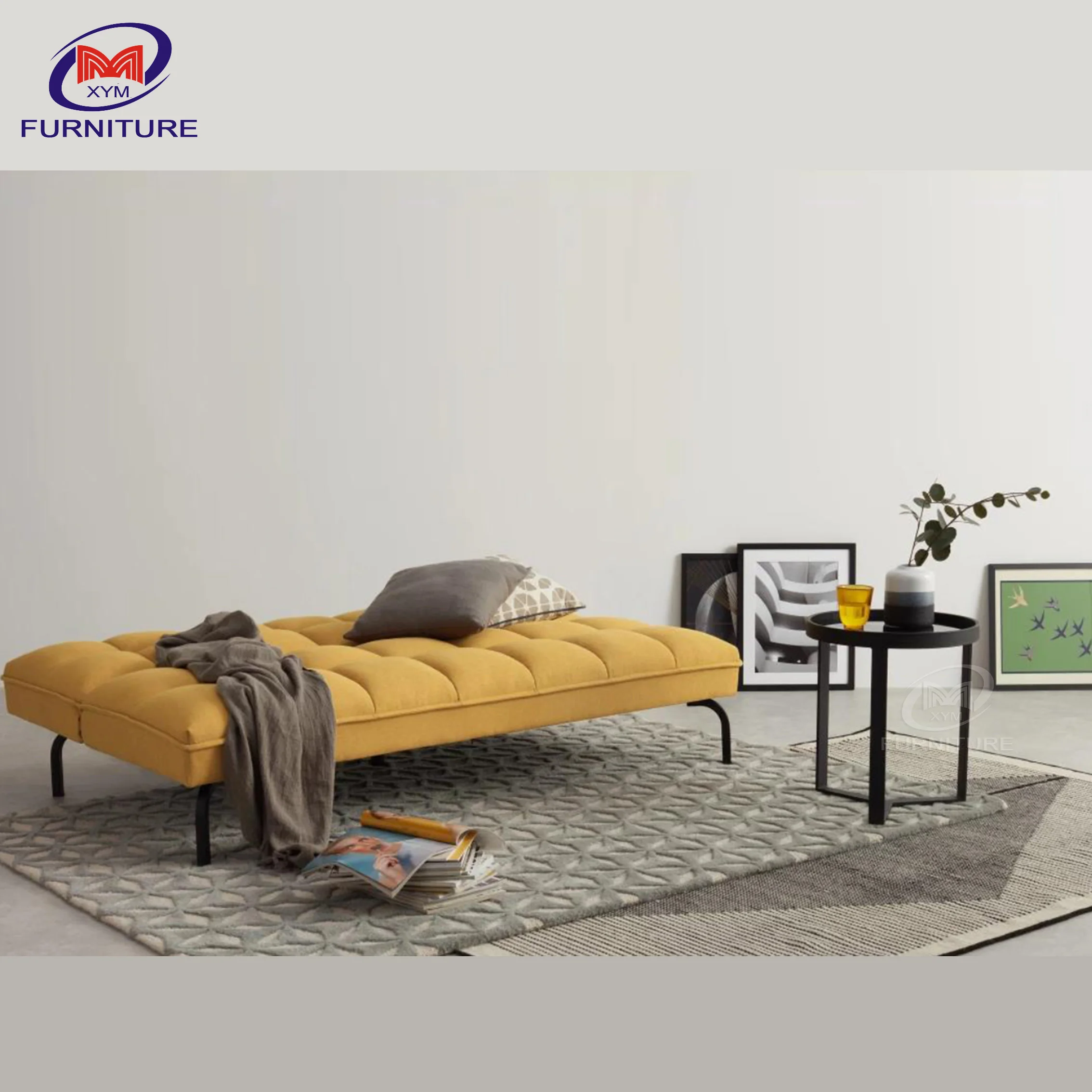 
Hotel Apartment House Inflatable Wooden Frame Blue Fabric Sofa Bed Folding Simple Type Living Room Sofa Bed 
