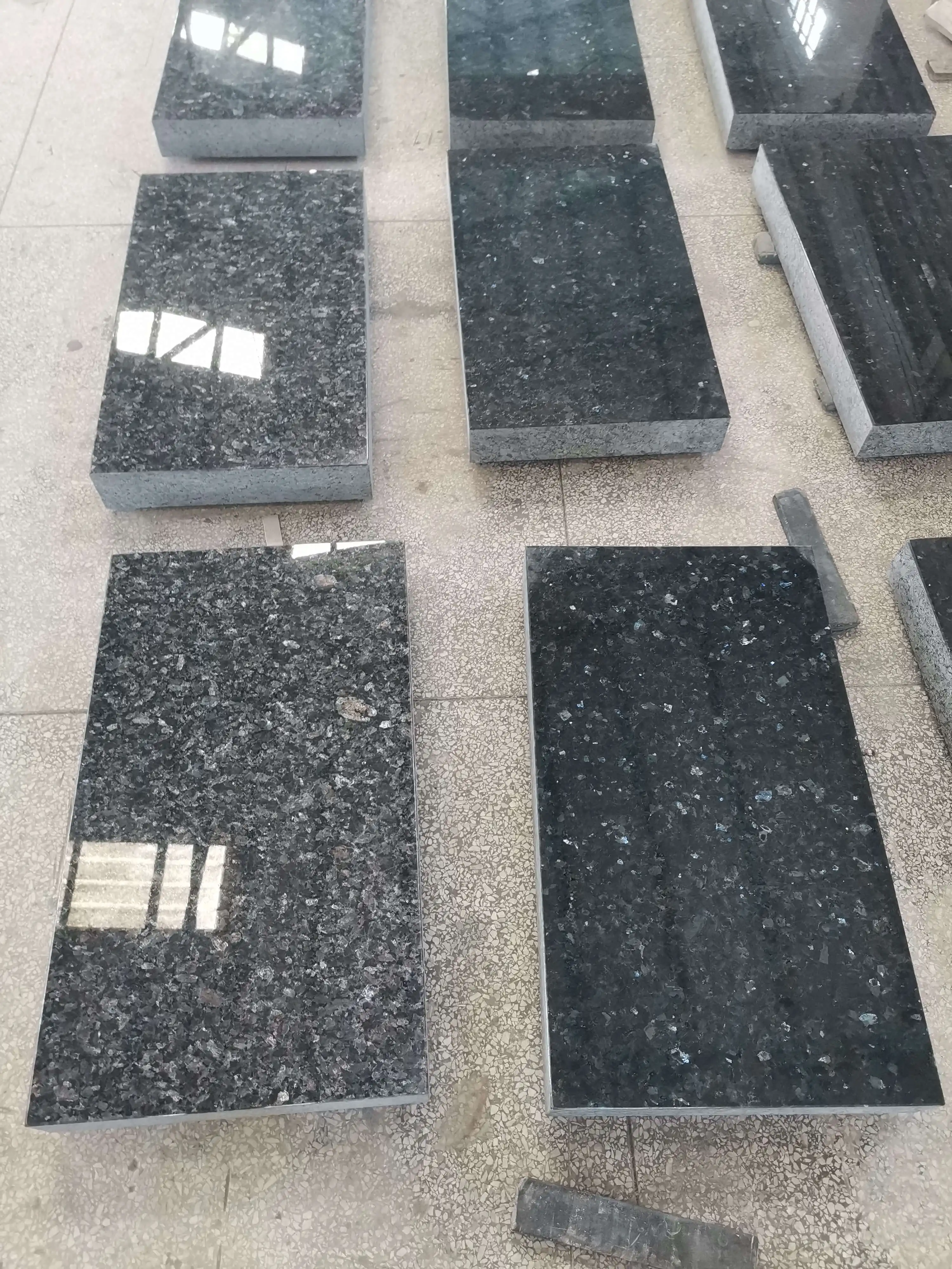 Hot Sell Blue Pearl Granite Marker/Upright Serp/Heart/Angle Headstones & Base Customized