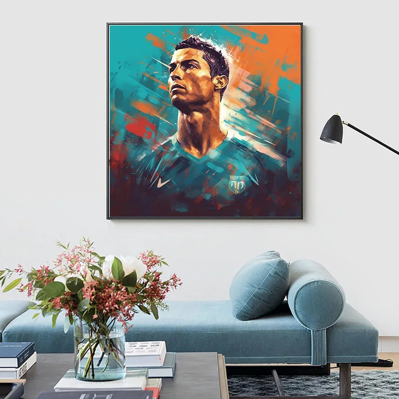 Crystal Porcelain Painting Picture Wall Poster Football Star Ronaldo Print Painting Soccer Star Living Room Decoration