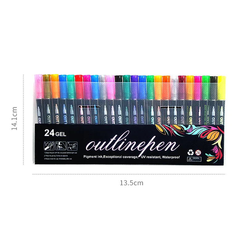 8/12/24 Colorful Double Line Contour Marker DIY Doodle Painting Marker Set