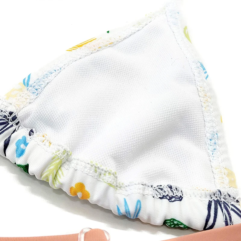 Vacations Beach Wear Fruit Print Sliding Fruit Sling String Bikini Kids Swimsuit Triangle Girl Child Halter Micro Bikini