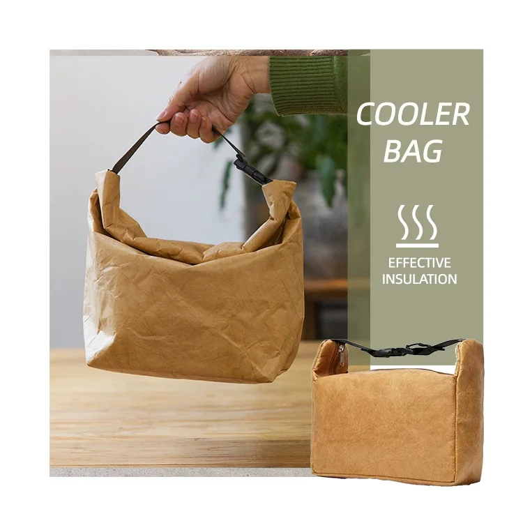 Huahao eco friendly custom waterproof tyvek lunch cooler bag foldable insulated tyvek paper lunch bag thermal food cooler bag