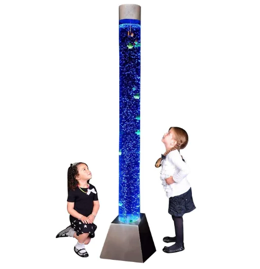 Customized shiny led light water pillar acrylic bubble tube for party decoration