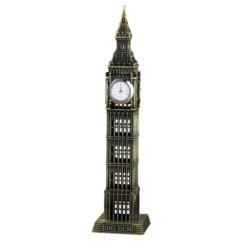Vintage bronze Big Ben clock tower decoration in the living room wine cabinet porch table decoration landmark building model dec