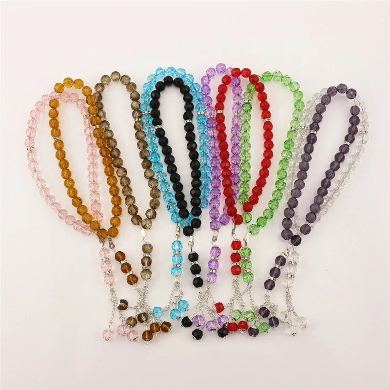 Factory Supply Cheap Price Muslim Rosary Beads Glass Prayer Beads Bracelets 33pcs Crystal Gifts CHRISTIAN Religious Princess Cut
