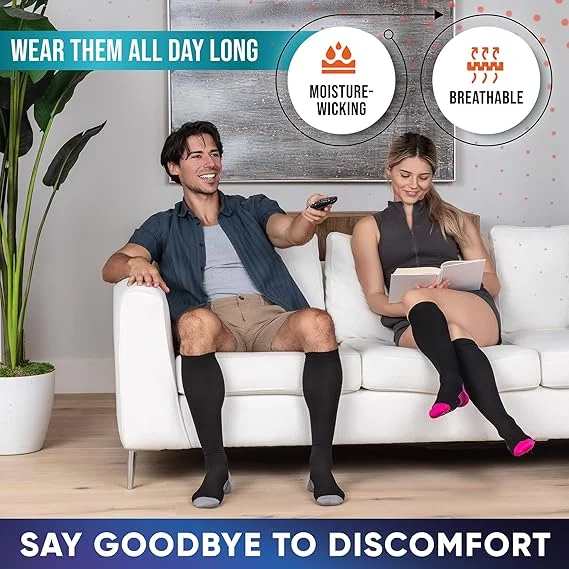 Socks Manufacturer Custom Design Run Cushion Compression Socks Sports 20-30Mmhg Support Compression Socks