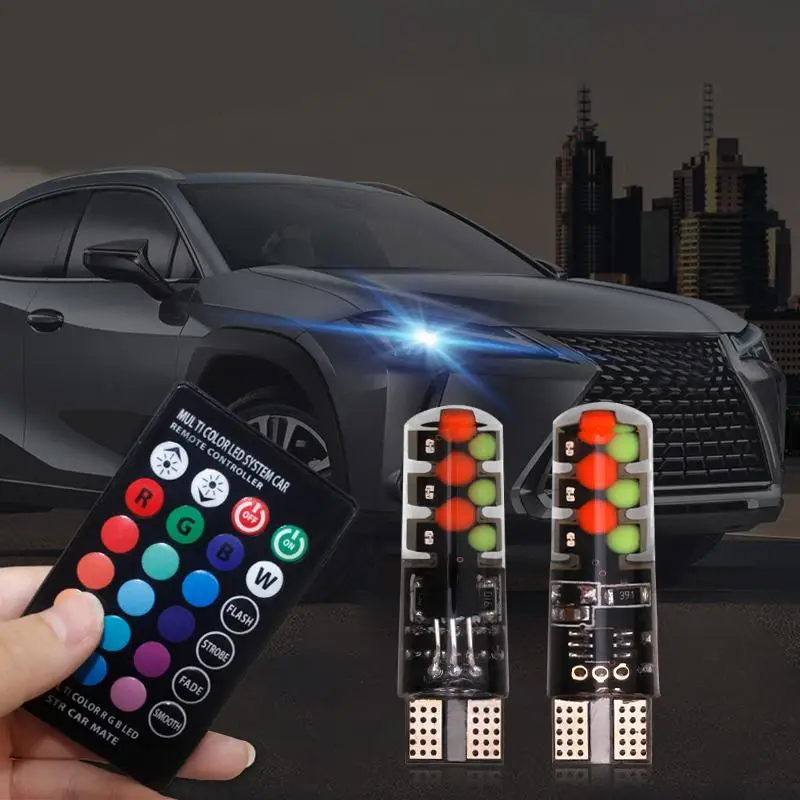 
Latest COB 12 Chips Silicon Memory Function Reading Light Bulb T10 LED RGB with Remote Controller 