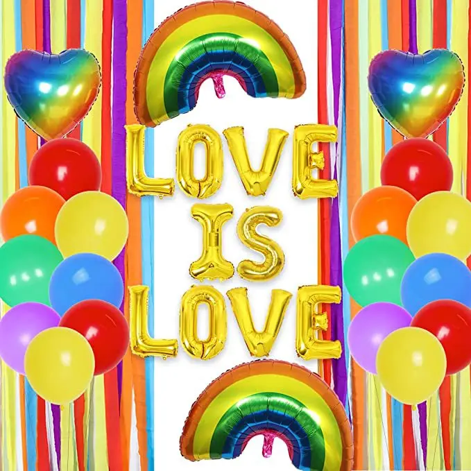 Custom shape design rainbow friendly party decoration aluminum mylar foil balloon for LGBT gay