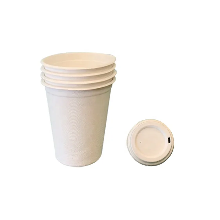 High Quality Sugarcane Pulp Lids White Color 4OZ Biodegradable Bagasse Cup 7 oz