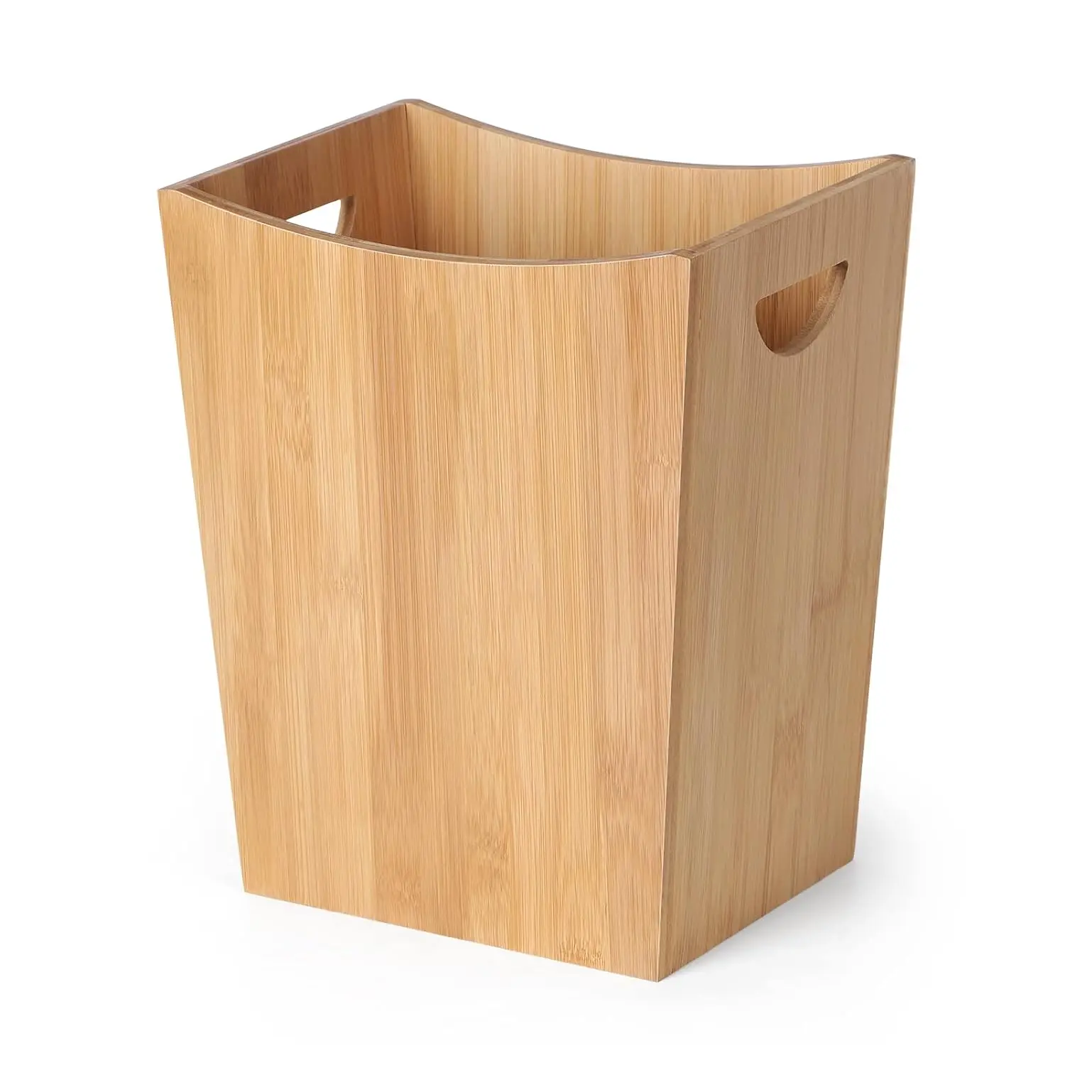 Custom Bamboo Trash Can, Small Waste Basket with Handles,Rectangular Bamboo Garbage Can for Bedroom, Bathroom, Kitchen, Office