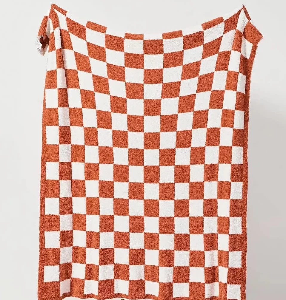 Super Soft Warm Fluffy Custom Shaggy Fleece Decorative Knit Bed And Sofa Checkered Throw Plaid blanket