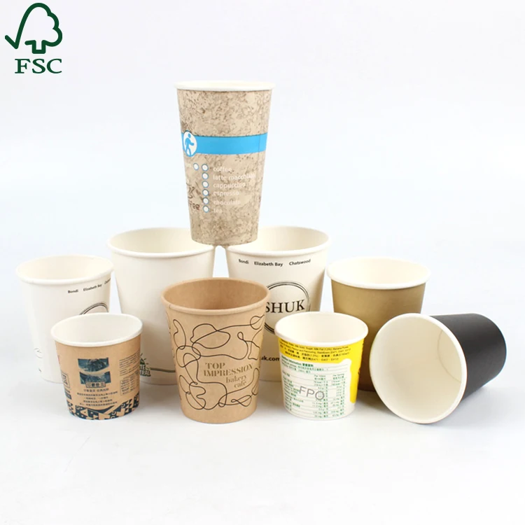 Custom Logo Disposable Paper Cups Single Double Wall Coffee Cup With Lid and Sleeve for Hot Cold