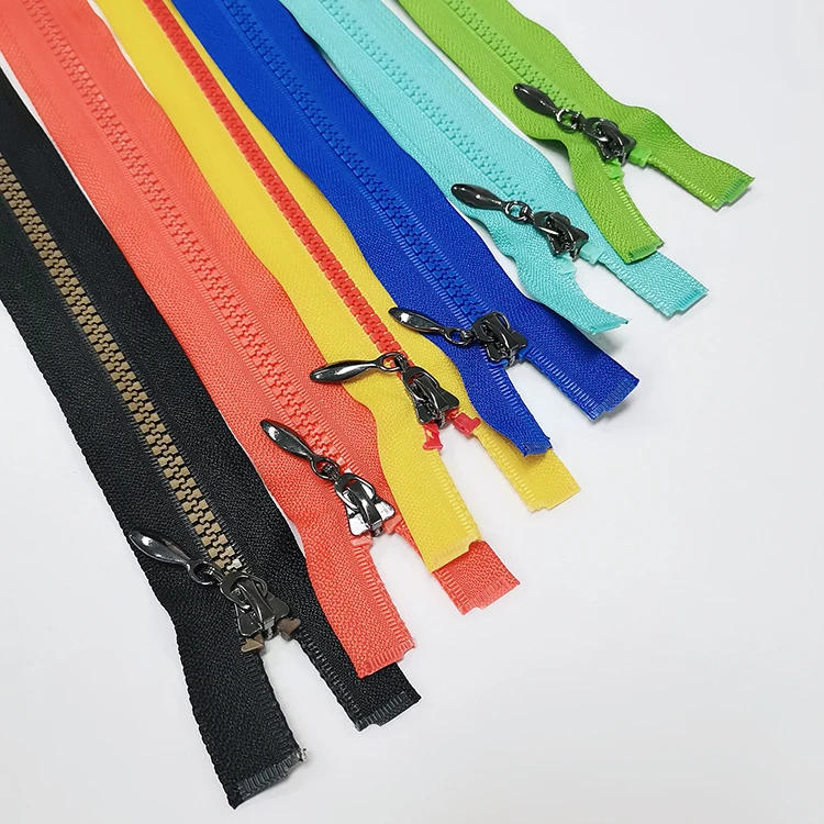 Customized Colorful Plastic Resin Open-end  Zipper For Bag making accessories