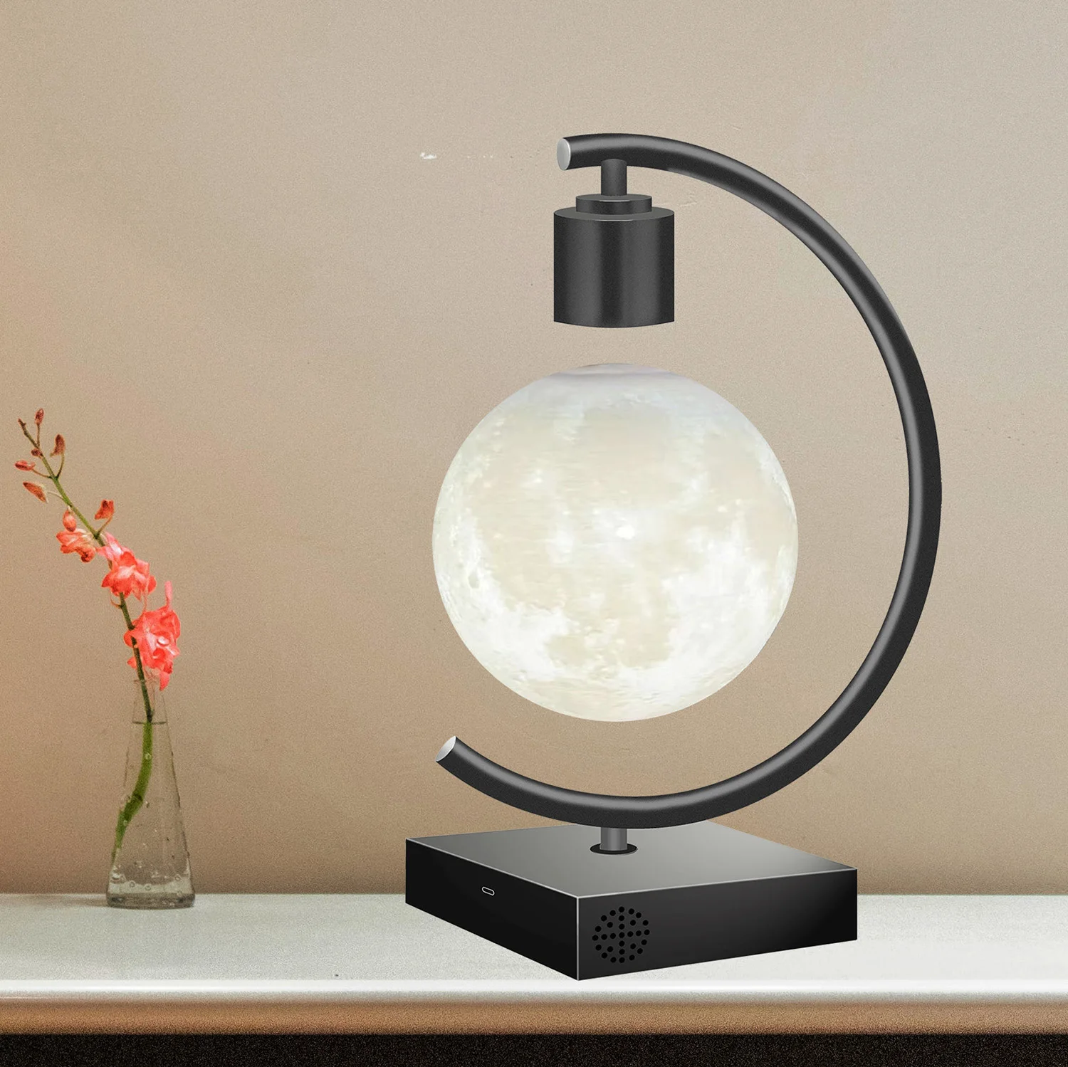 Gleagle patented magnetic levitating moon lamp floating levitation LED light bulb table lamps  with fast charger and speaker
