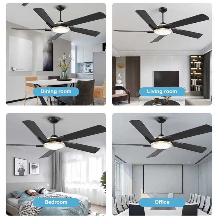 New Product 5 Blades Home Office School Remote Control LED Ceiling Fan Light
