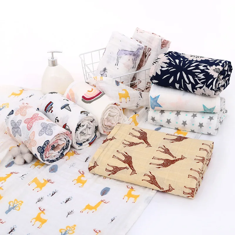 Custom Organic Muslin Swaddle Bamboo Cotton Fabric Blanket Muslim Baby Blankets