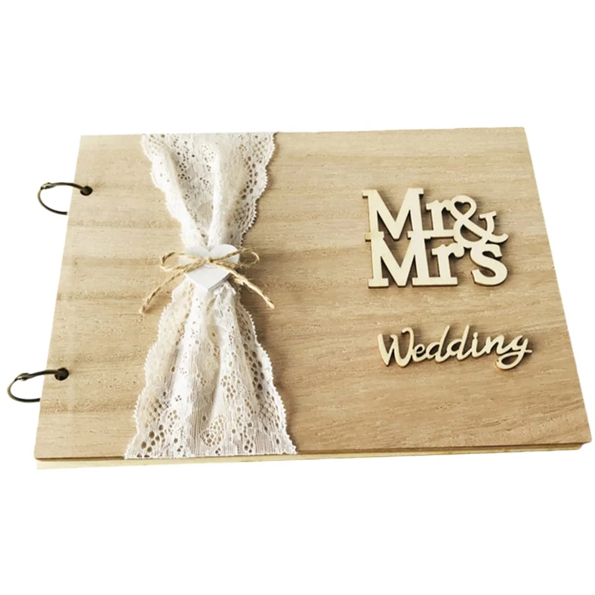 New wholesale custom can DIY wooden couple wedding photo frame wooden signature thin guest book for wedding