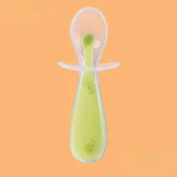 Silicone Trainer Spoons with Choke Guard for Baby Led Weaning Silicone Self Feeding Utensil Easy Grip Toddler Cutlery Kit with