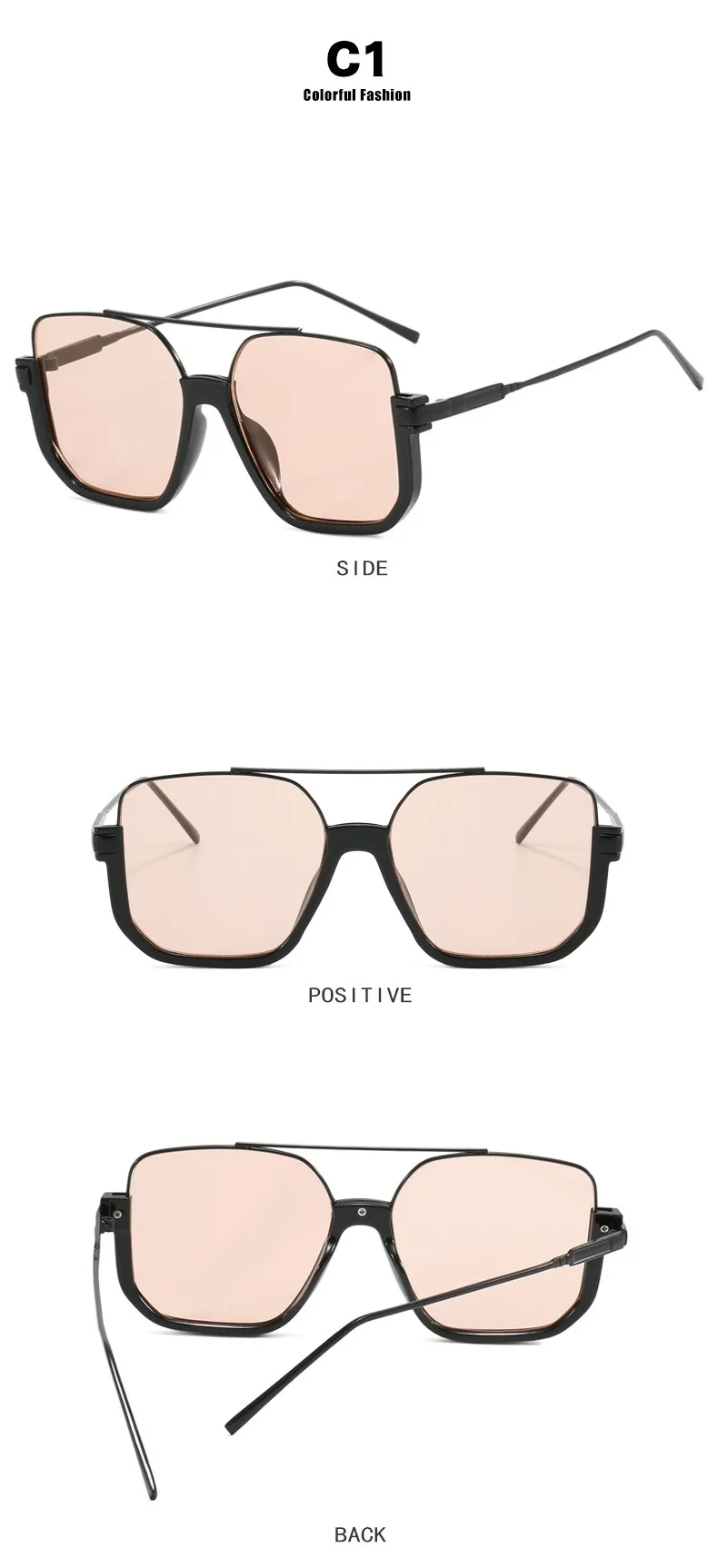 Personalized competitive price nice design retro china wholesaler double girder oversized square sunglasses