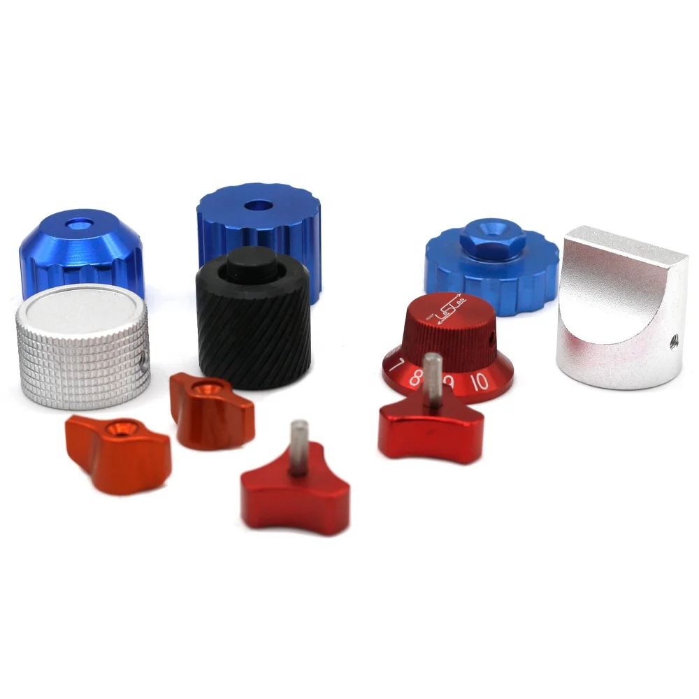 CNC Machining Parts Black and White Aluminium Knobs for Potentiometers with 10-35mm D Hole Stainless Steel Capabilities