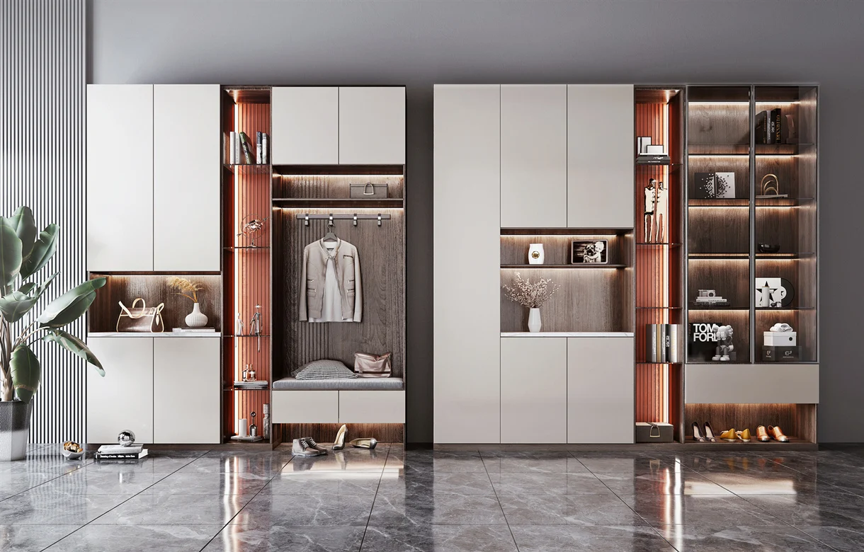 Entrance luxury door shoe cabinets with sliding door glass cabinet shoe