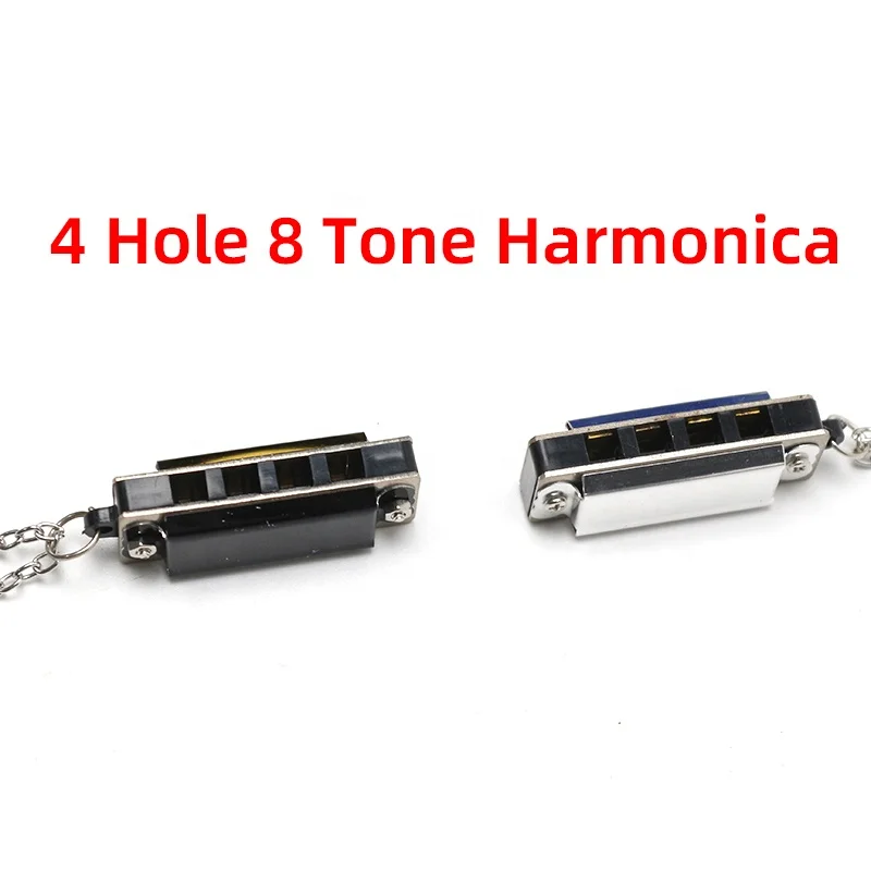 Custom Logo Mini Harmonica Chromatic Harmonicas 4 Holes 8 Tones Mouth Organ Toy Adorable Kids and Adult Harmonica Necklace Set