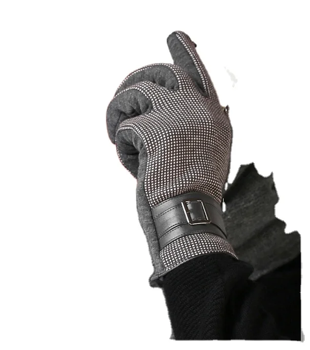 mens short fashion black leather glove with golden zipper