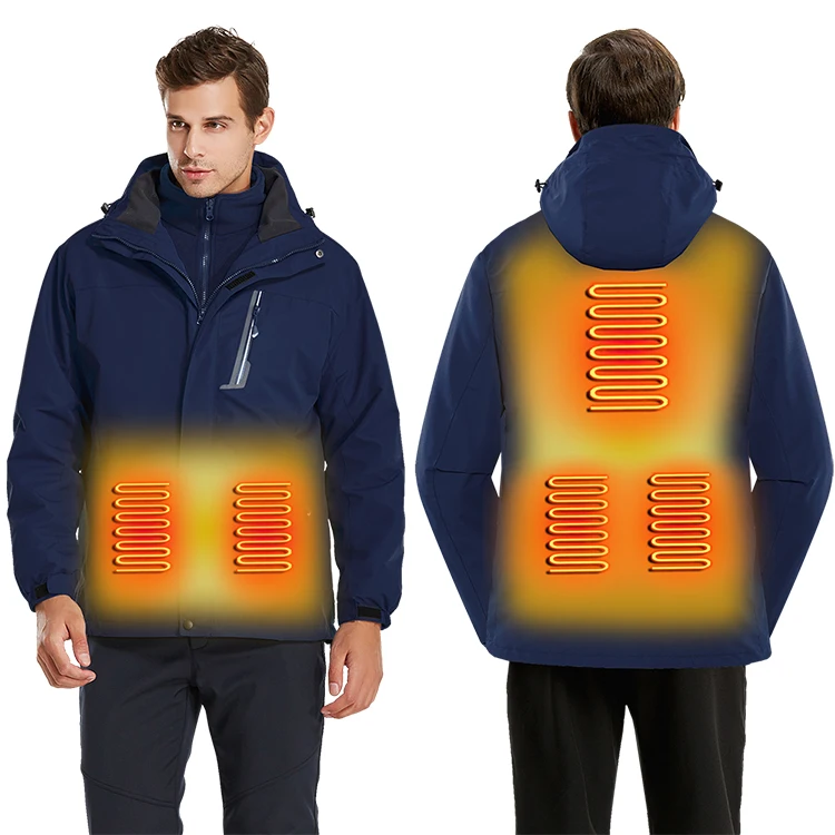 Windproof men warm clothes carbon fiber heating panels 5V USB men heated jacket