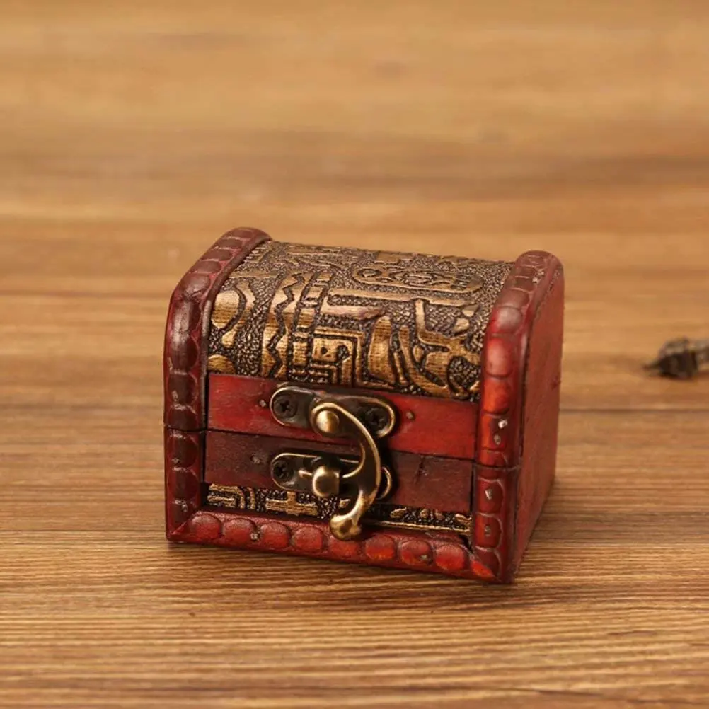 Vintage Metal Lock Miniature Wooden Storage Box Vintage Jewelry Case