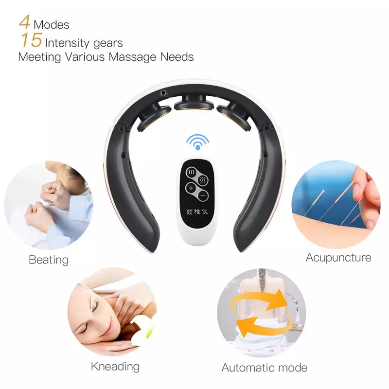 Usb Rechargeable Cervical Traction Therapy Heating Massage Stimulator Ems Pulse Neck Massager
