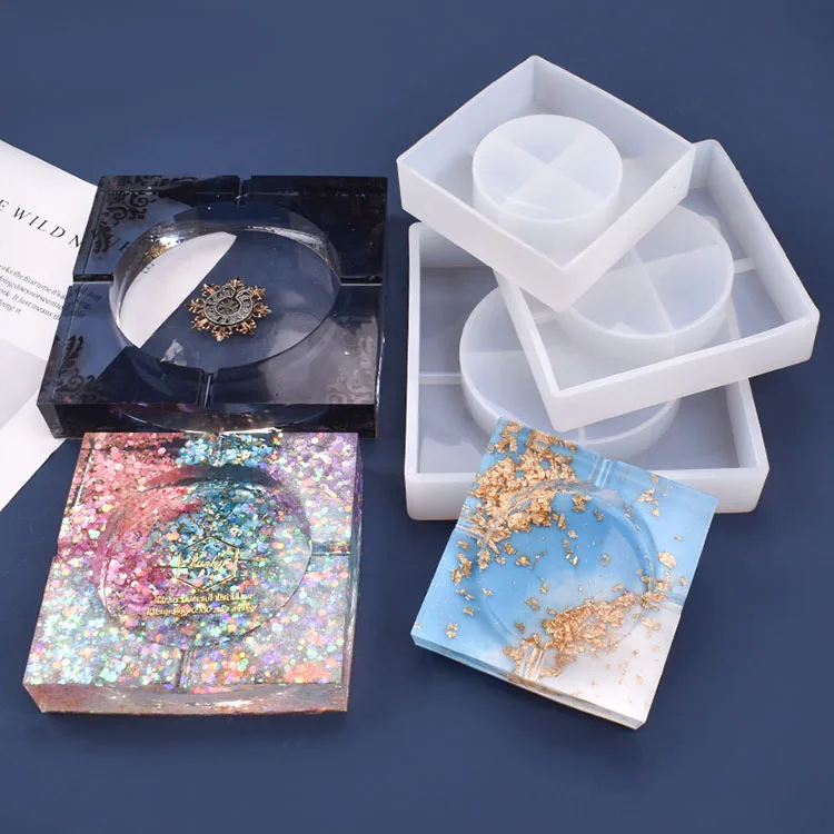 3 Different Sizes of Square Ashtray Dried Flower Resin Decorative Craft DIY Pot Base Mold Epoxy Molds for Jewelry