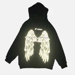 Finch Garment Custom Reflective Drawstring Hoodie Pullover Wing Printing 3m Reflective Hoodies