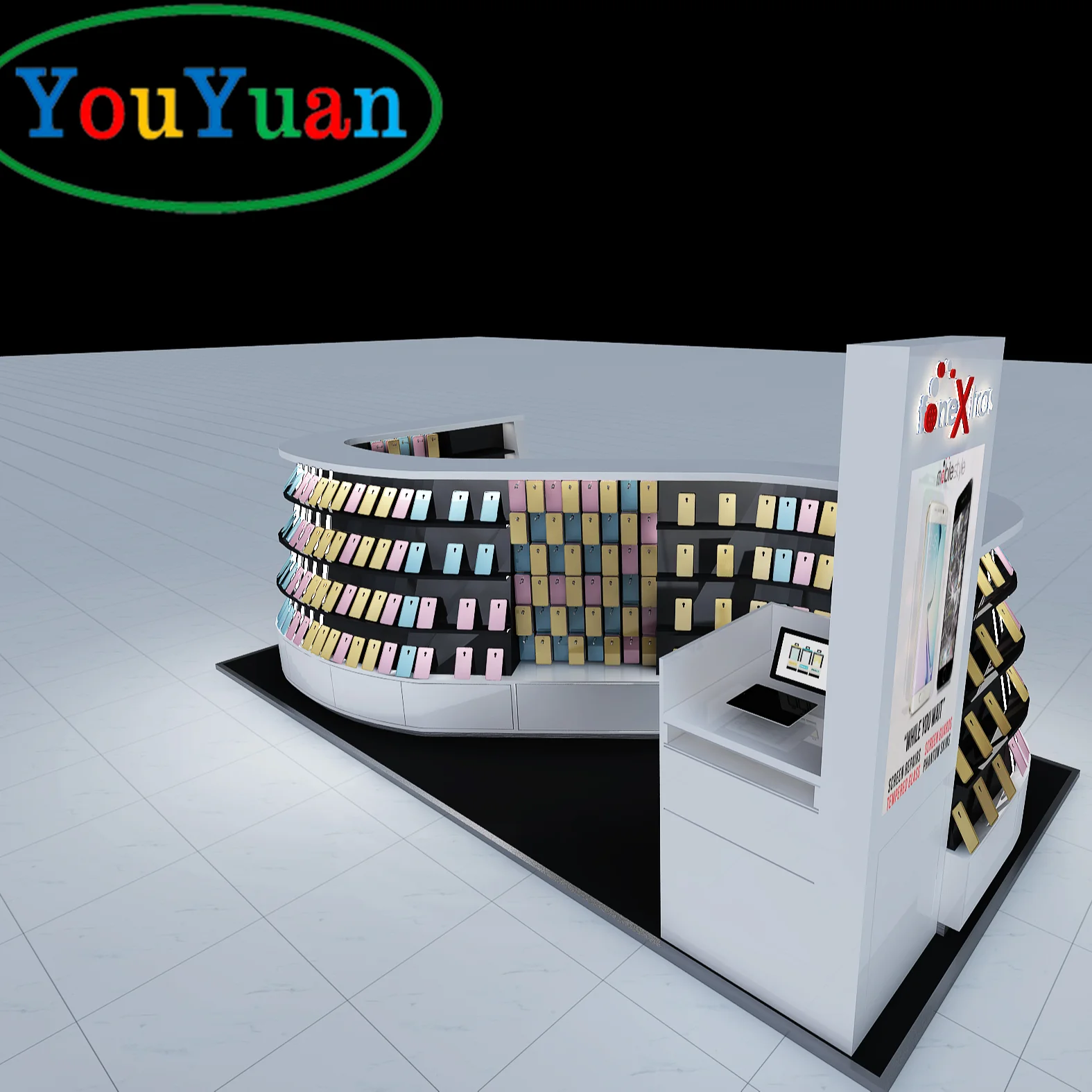 Wall hook display mobile phone accessory display best mobile display counter kiosk 10 x 10 square feet for cell phone