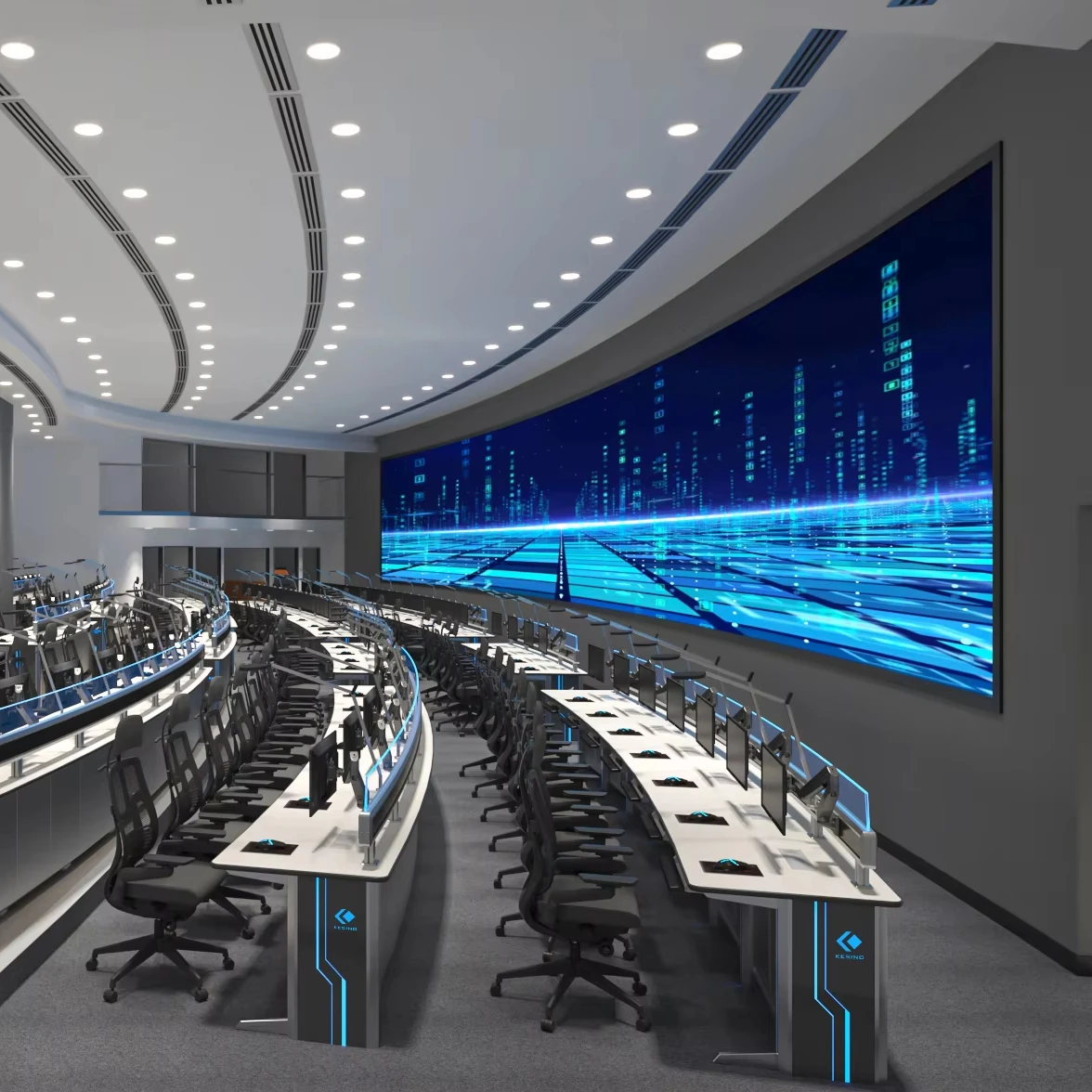 Kesino specializes in emergency dispatch 911 control room console command center furniture for mission-critical facilities