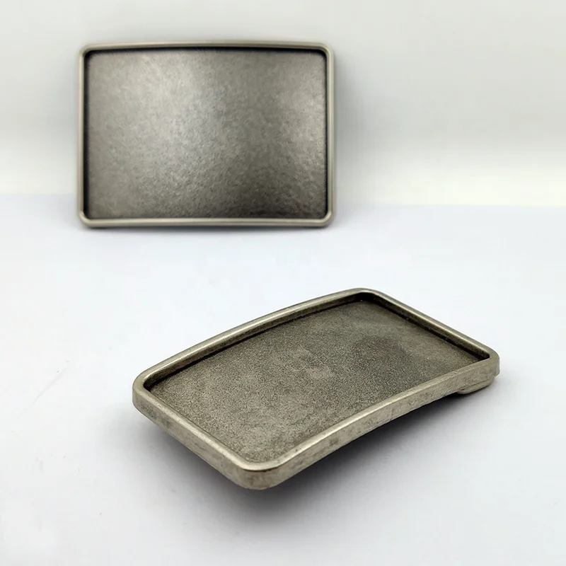 Оптовая продажа, прямоугольная пряжка для ремня без рисунка, под старину, серебро, под заказ, металлическая Западная пряжка