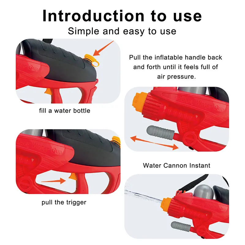 Powerful Big Water Gun with 2800ML Capacity Straps Water Gun Toys for Fighting Battle Game Toys