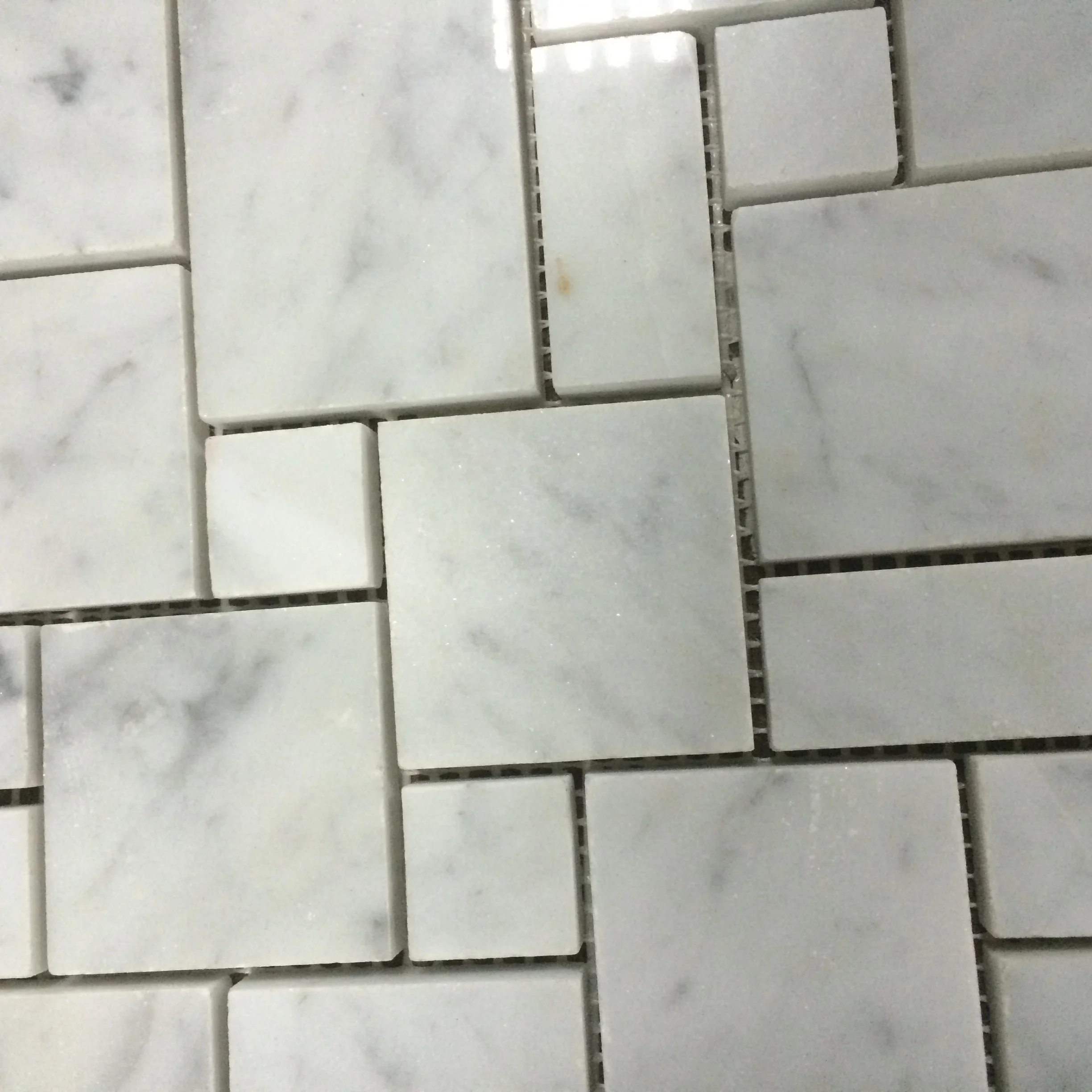 Classic America Style Mini French Pattern Mosaic Tile White Marble Tile Floor Mosaic Tile For Villa Bathroom Decor