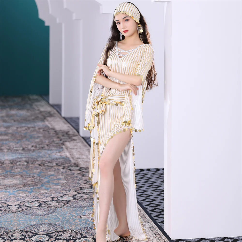 High Quality Four-Piece Performance Suit Gorgeous Sequins Belly Dance Costume for Dance Performances