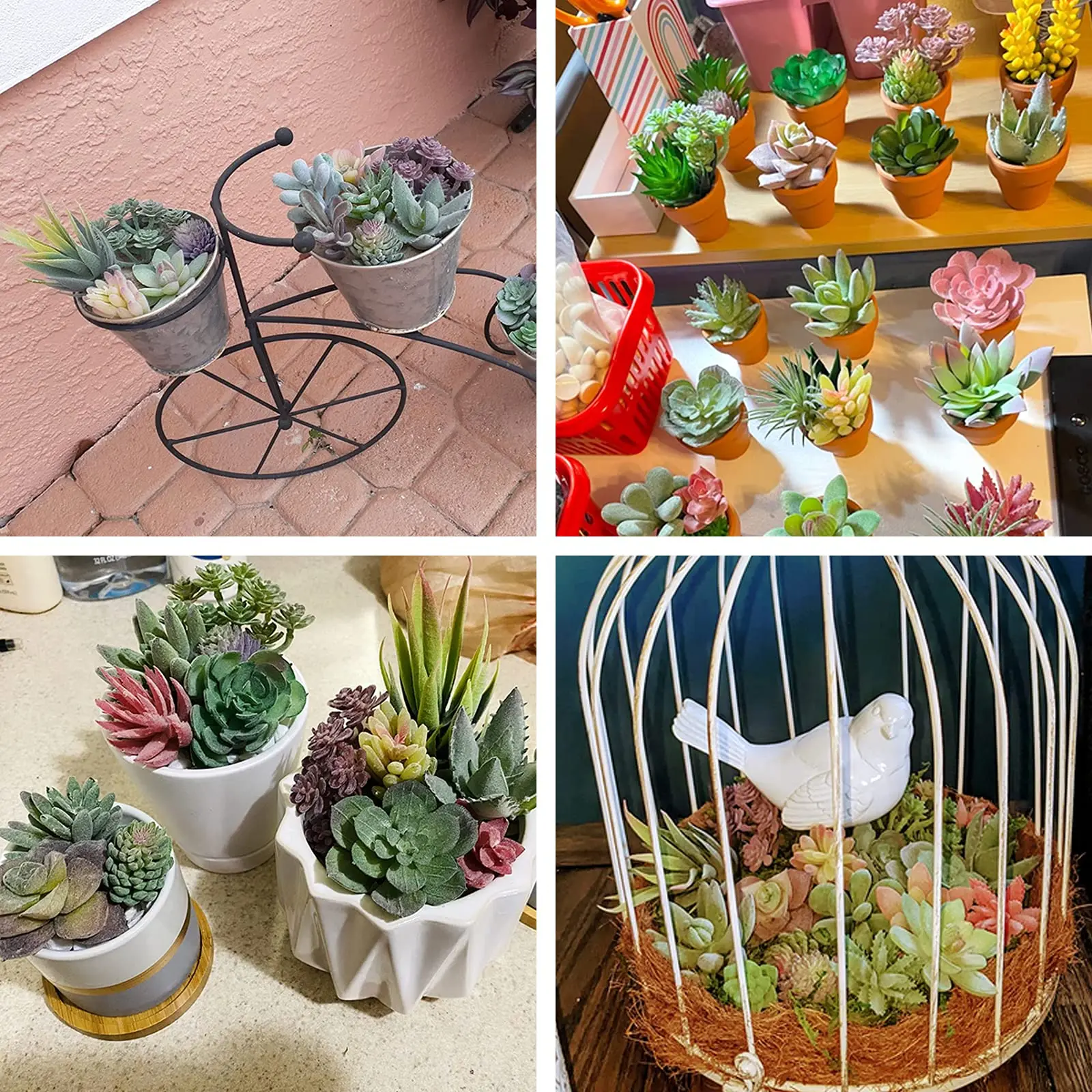 Artificial Succulents, Fake Succulents Realistic Faux Mini Succulent Plants for Terrarium Greenery Outdoor& Indoor Arrangement