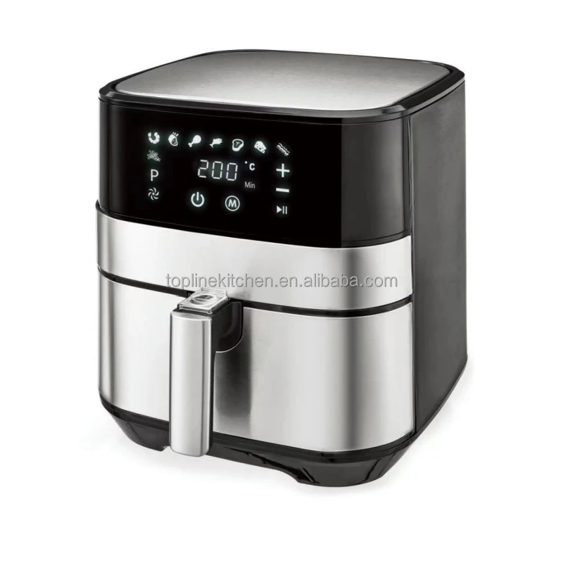 Digital Air Fryer Dual heat elements 8L Full stainless steel color touch screen home kitchen cooker appliance