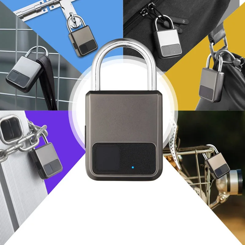 Smart Fingerprint Identification Padlock Lock 20 Groups Fingerprint Storage Electric Anti-thief Luggage Padlock Lock USB Charger