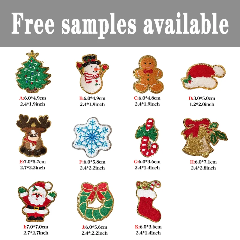 High Quality Christmas Series Embroidered Cloth Patch Elk Santa Claus Computer Embroidered Chenille Patches Clothing