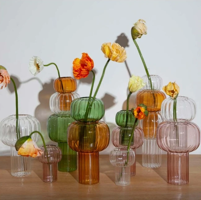 Custom Stackable Glass Vases Decor Flower Vases for Home Decor Desk Decoration Glass Vase