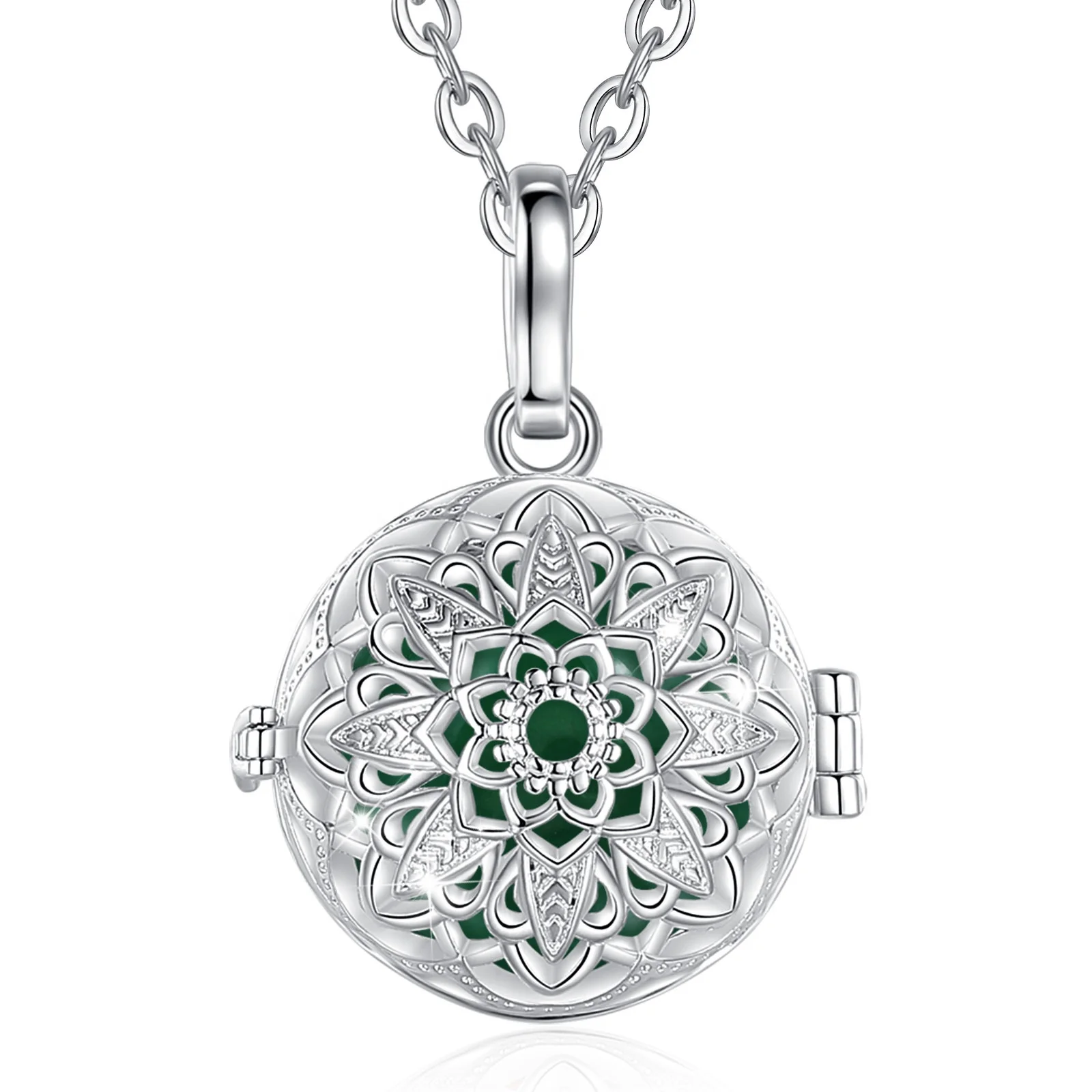 Vintage Ball Chime Caller Bell Mexican Harmony Ball Locket Necklace for Pregnancy