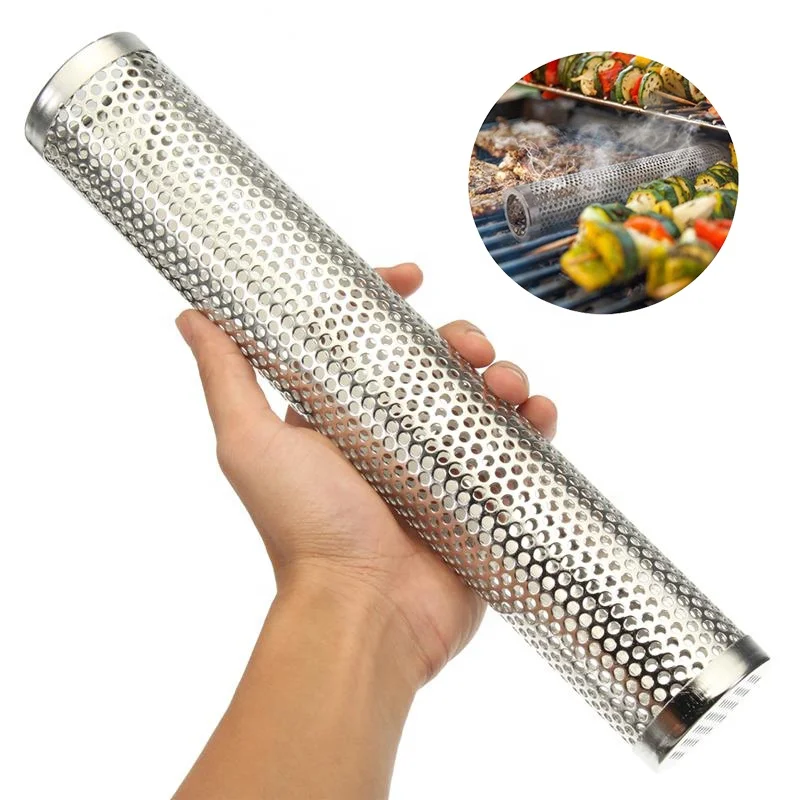 Hot Stainless Steel Smoker Wood Pellet Kitchen Outdoors Barbecue Supplies Round BBQ Grill Cold Smoking Mesh Tube Smoke Generator