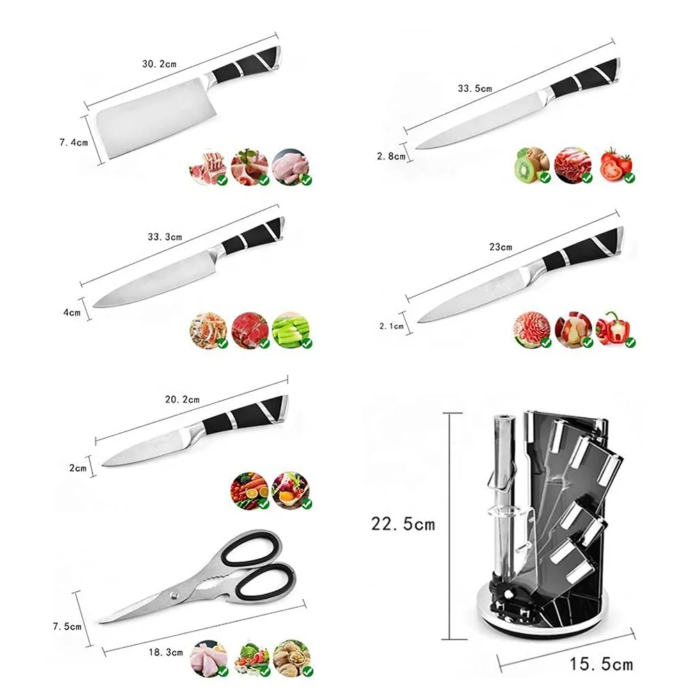 Professional 9pcs stainless steel chef kitchen knives set for kitchen wholesale professional hollow handle kitchen knife set