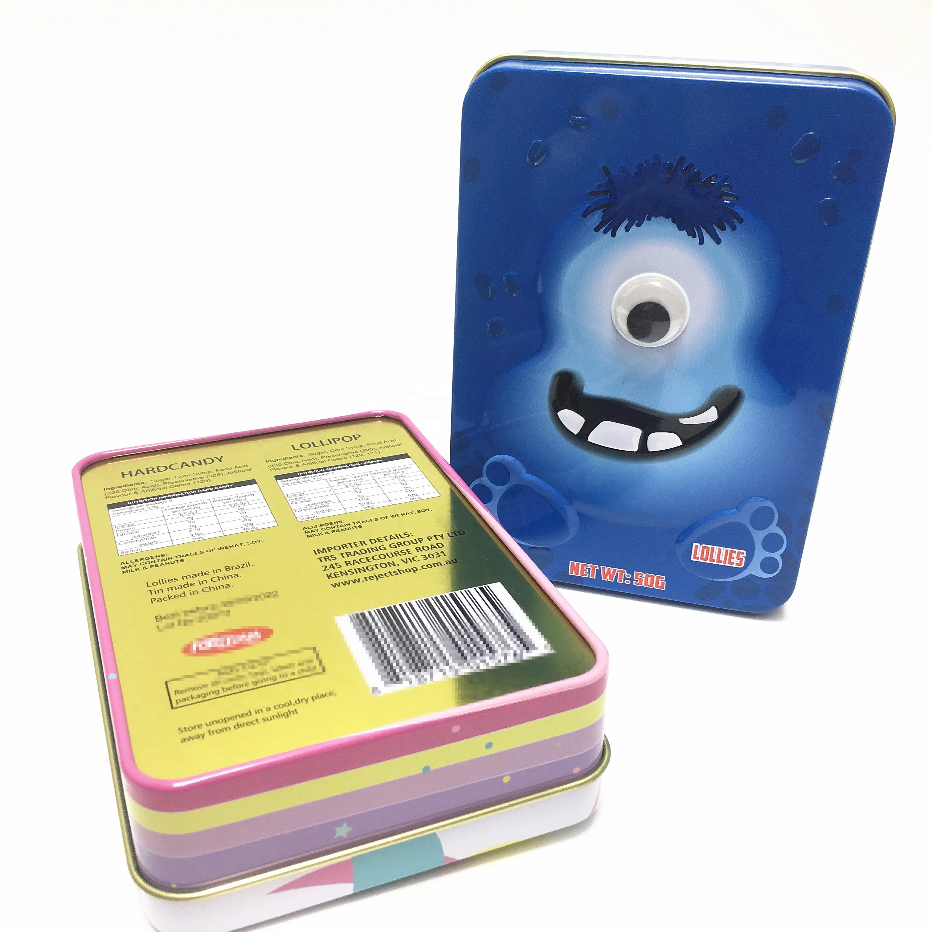 Children Gift Tin Box With Interesting Lid Christmas Metal Tin Can for candy/cookie/chocolate